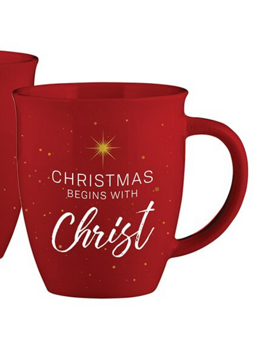 12oz Ceramic Christmas Begins Mug - 4 Pieces Per Package
