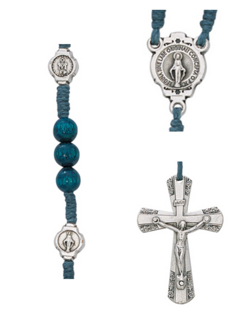 Miraculous Rosary made with Blue Wooden Beads Miraculous Center and Crucifix made from oxidized silver finished with a cross Our father beads perfect personal collection or gift for mother father family and friends