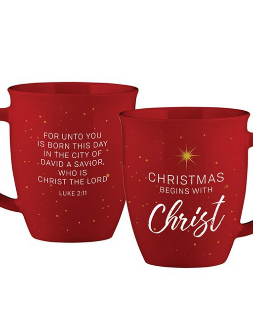 12oz Ceramic Christmas Begins Mug - 4 Pieces Per Package