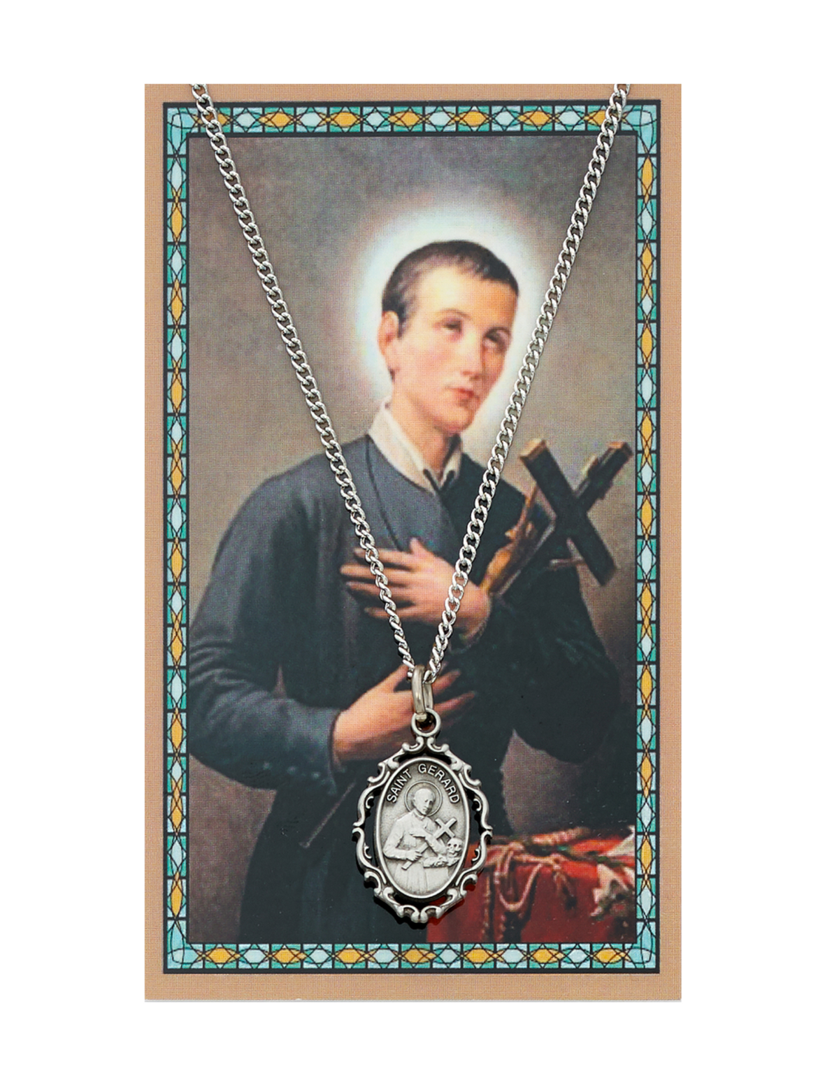St. Gerard Medal Necklace Chain with Laminated Holy Card — Agapao Store