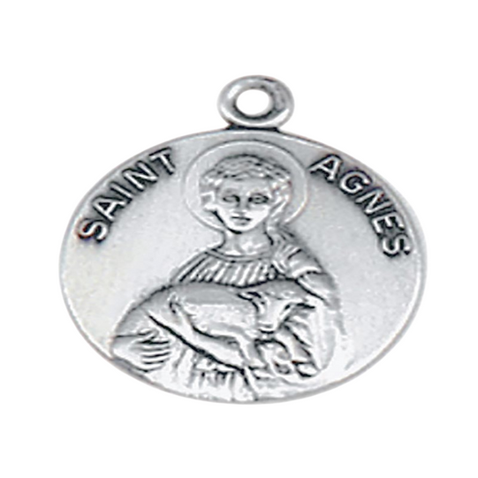 sterling silver medal saint agnes patron saint of girls, chastity, rape survivors, and the Children of Mary beautiful necklace gift catholic gift to women beautiful necklace gift