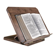 Adjustable Wood Bible Stand w/ Engraved Bible Verse in Maple Stain