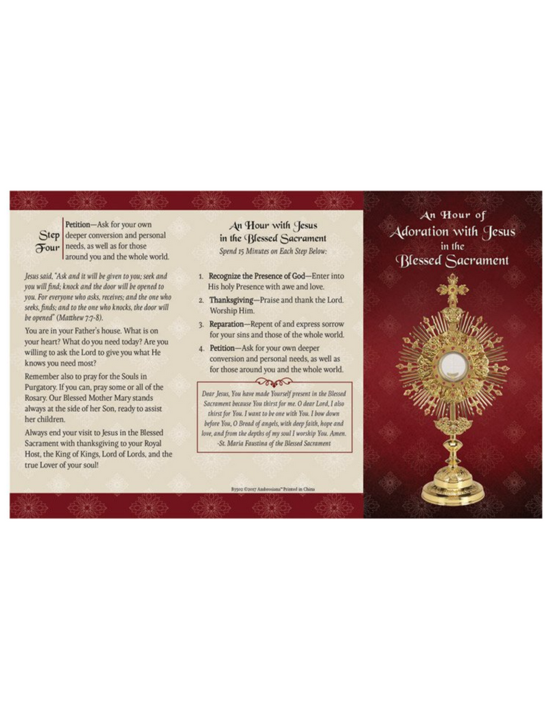 Adoration Trifold Card - 24 Pieces Per Package Prayer Cards Catholic Gifts Catholic Presents Prayer Cards for Protection Holy Cards
