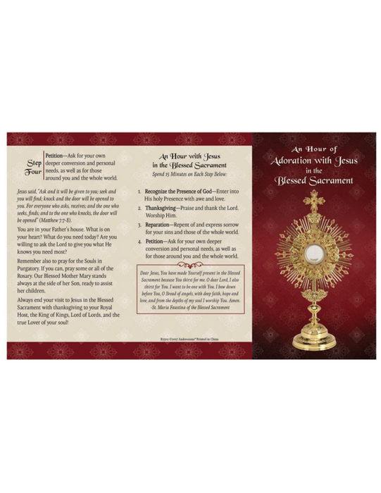 Adoration Trifold Card - 24 Pieces Per Package Prayer Cards Catholic Gifts Catholic Presents Prayer Cards for Protection Holy Cards