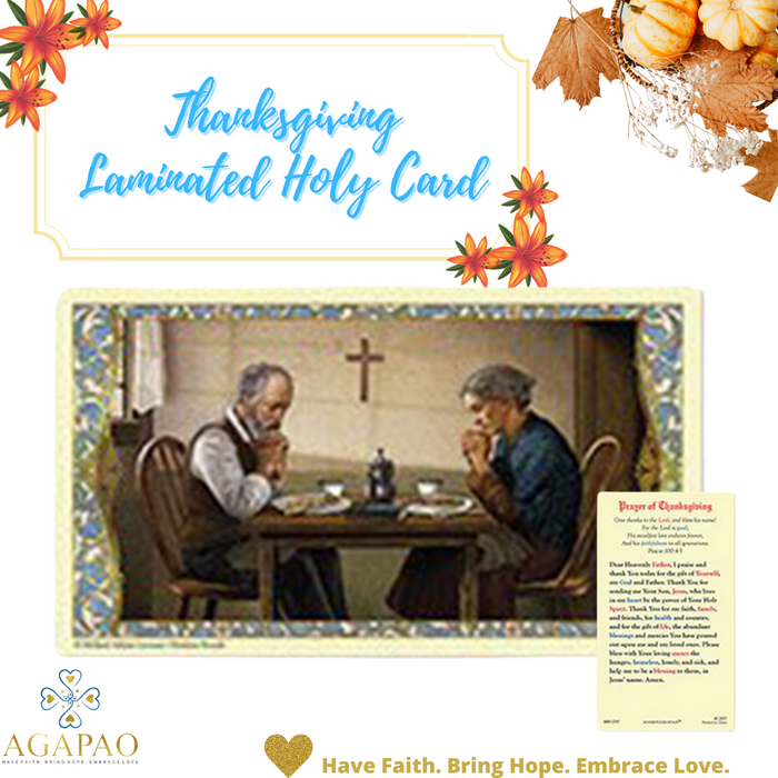 Laminated Holy Card Thanksgiving - 25 Pieces Per Package