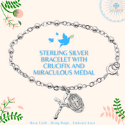 3mm Sterling Silver Beads & Wire with Crucifix and Miraculous Medal