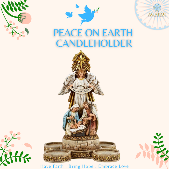 10"H Peace on Earth Nativity Advent Candleholder