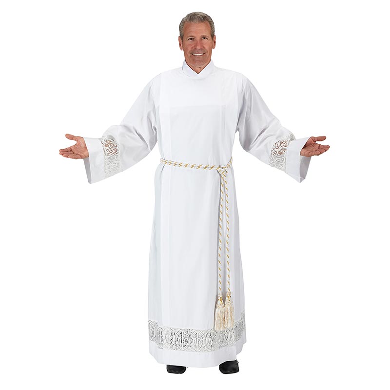 Alpha & Omega Lace Insert Front Wrap Alb Church Supply Church Apparels