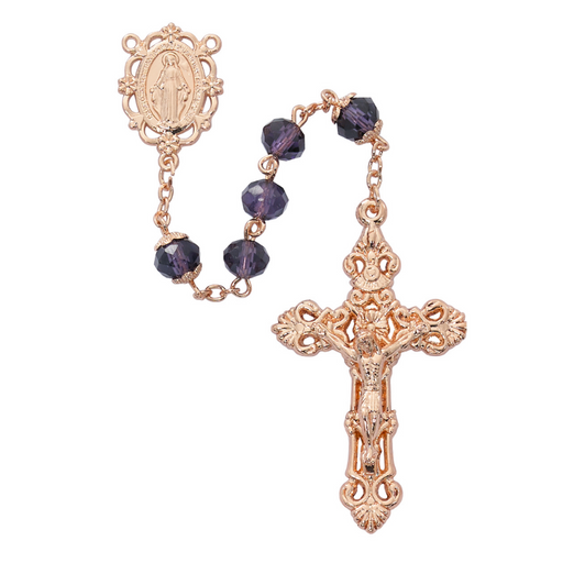 Amethyst Rose Gold Miraculous Medal Rosary Rosary Catholic Gifts Catholic Presents Rosary Gifts