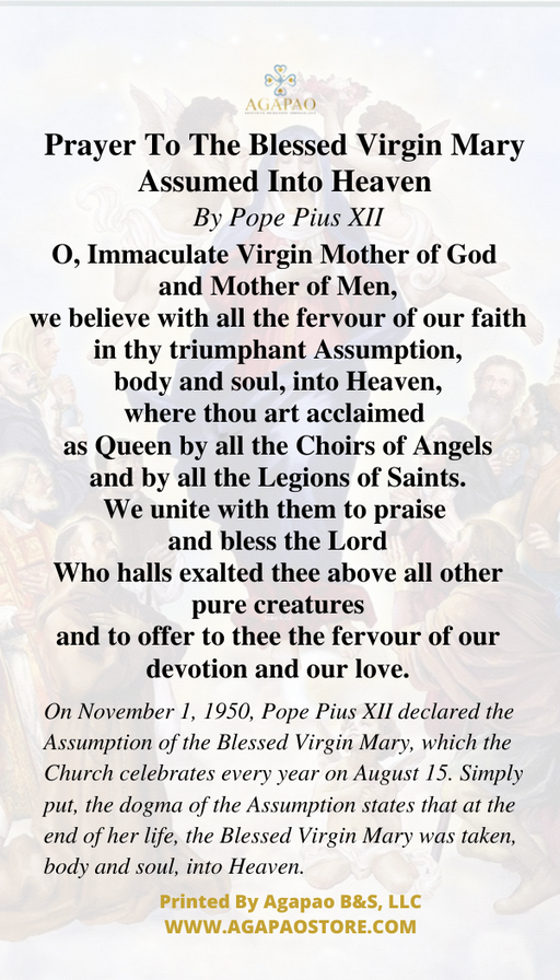 Assumption of The Blessed Virgin Mary Prayer Card
