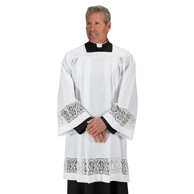 Augustinian Black Robe Augustinian Collection Alpha & Omega Lace Surplice — Agapao Store