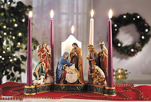 7.5" Nativity Advent Candleholder