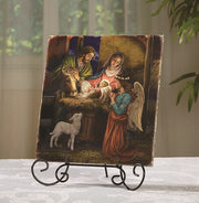 8.5" H Marco Sevelli Tile Plaque - Away In A Manger