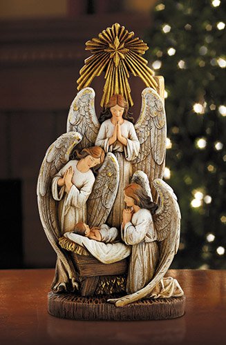 13"H Figurine Angels In Adoration Nativity