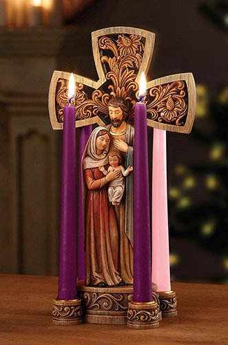 14"H Advent Cross- Holy Family Wreath