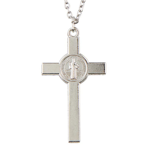 Silver St. Benedict Crucifix Cross Necklace