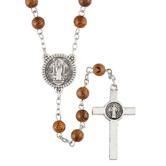 6mm Dark Brown Saint Benedict Rosary - 6 Pieces Per Package