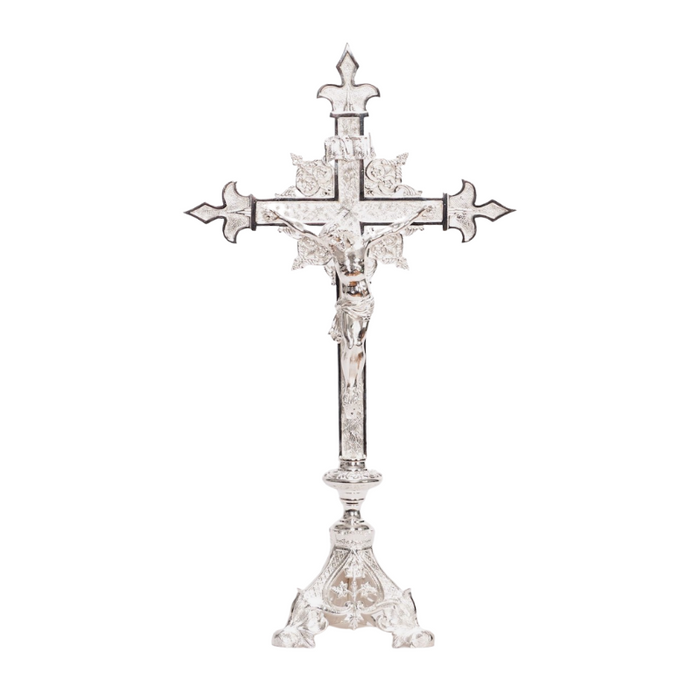 Traditional Baroque Style Crucifix and 10" Candlesticks Altar Set