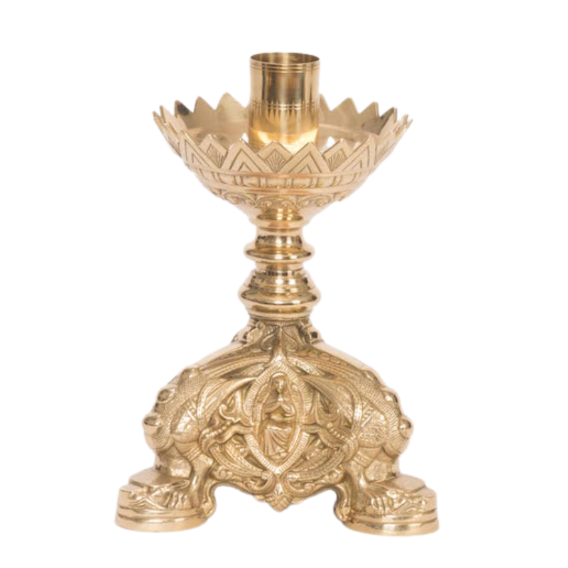 Candelabro de Altar de Latón Macizo Estilo Barroco