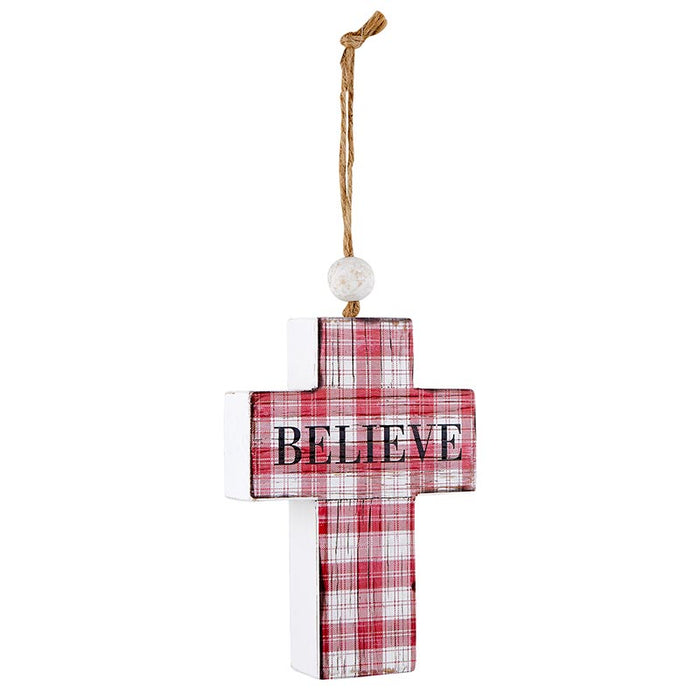 7" Believe Plaid Cross