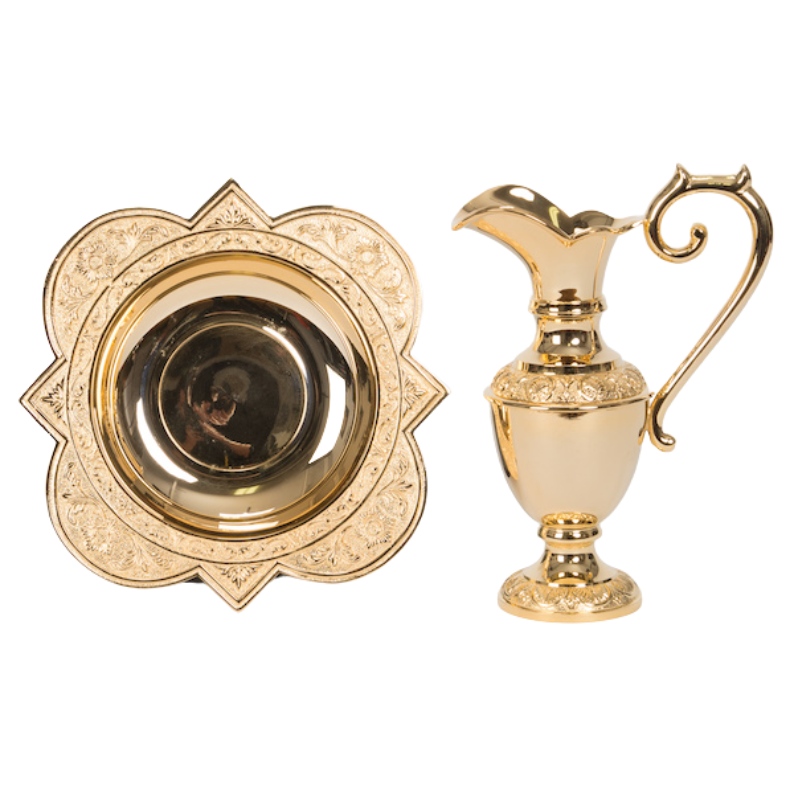Bishop Ewer and Basin Lavabo Set - Gold Plated