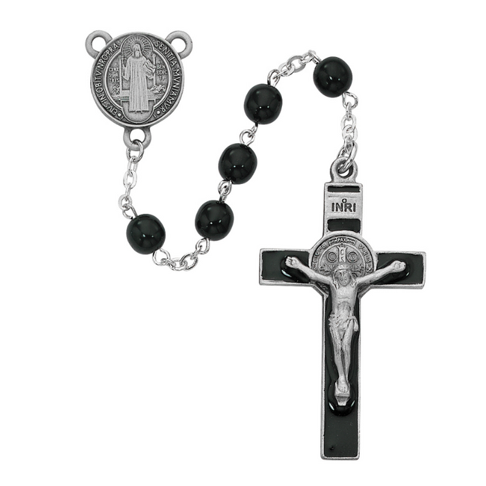 Black Glass St. Benedict Rosary Rosary Catholic Gifts Catholic Presents Rosary Gifts