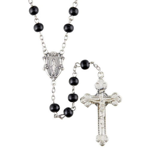 Black Men's Rosary With Italian Miraculous Centerpiece