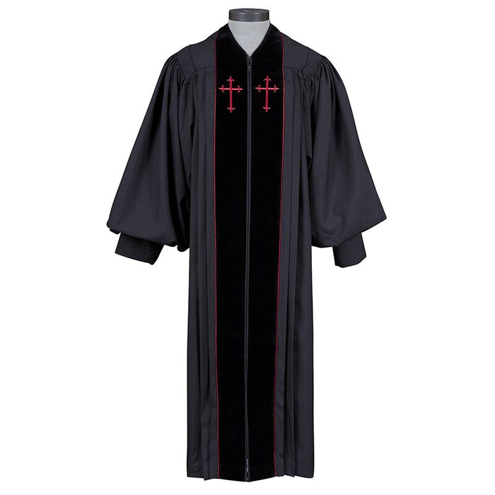 Black Pulpit Robe Embroidered with Red Cross