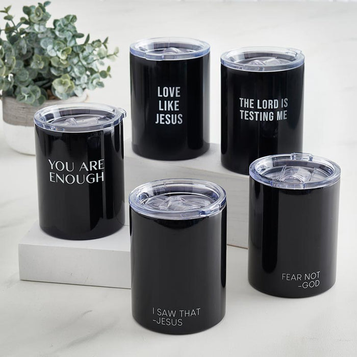 Black Stainless Steel Tumbler - The Lord Is Testing Me