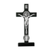Black Stand Crucifix with Silver Tone St. Benedict Medal Black standing crucifix with a silver tone corpus