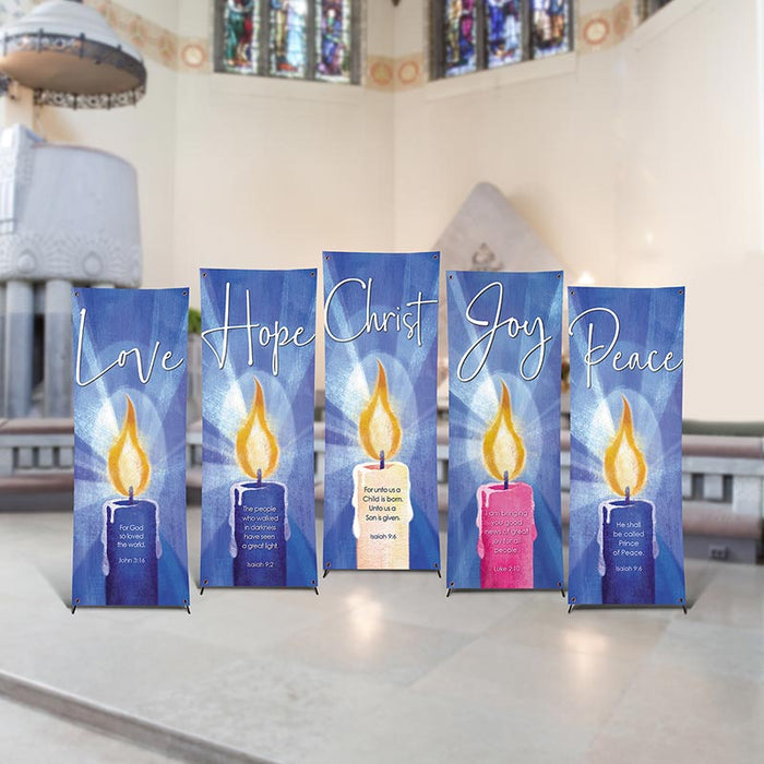 Blue Advent Candles Banner Set - Set of 5 Banners