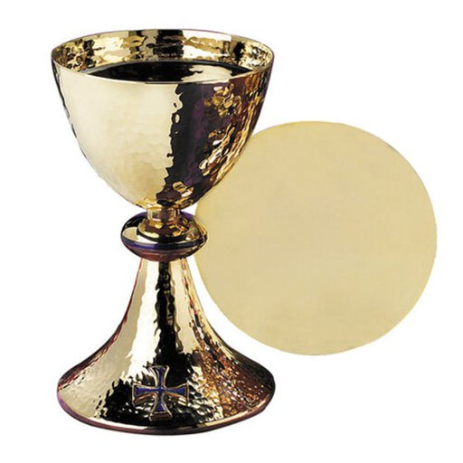 Blue Cross Chalice with Paten Set