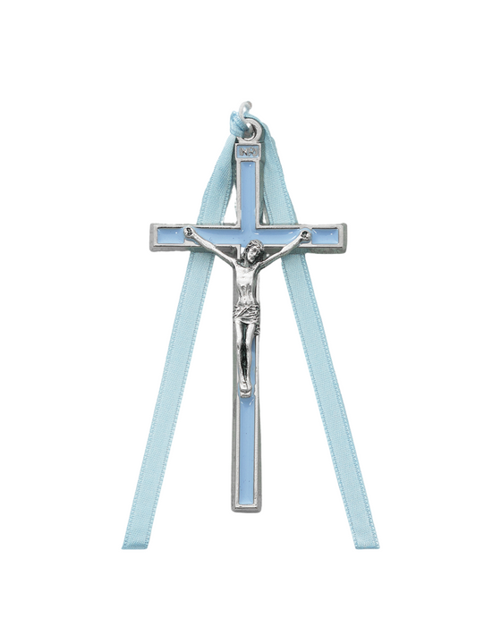 Blue Enamel Crib Crucifix