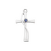 Blue Glass Stone on Sterling Silver Cross with 18" Rhodium Plated Chain