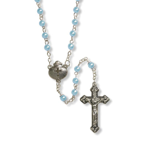 Boys Blue Baptism Pearl Rosary - 4 Pieces Per Package