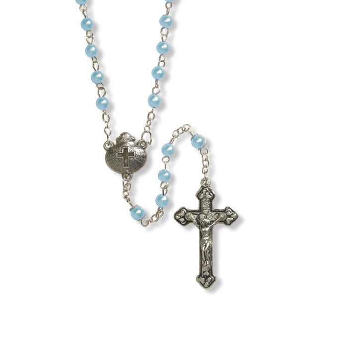 Boys Blue Baptism Pearl Rosary - 4 Pieces Per Package