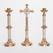 Brass Altar Crucifix with Marble Stem 14 1/2" Brass Altar Cross w/ Marble Stem with Silver Plated Corpus and INRI.