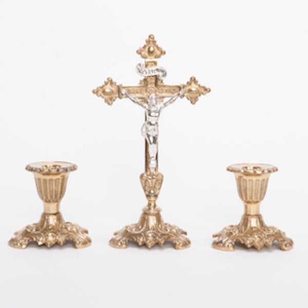 Brass Altar Crucifix with Silver Plated Corpus