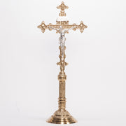 Brass Altar Crucifix with Silver Plated Corpus Altar Cross with Silver Corpus.