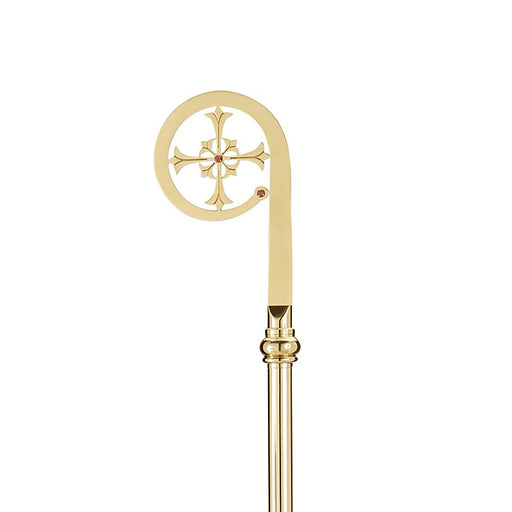 Brass Crozier with Jeweled Cross