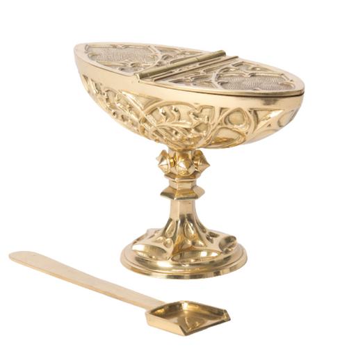 Brass Gothic Incense Boat and Spoon Traditional Gothic Incense Boat and Spoon set.