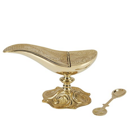 Brass Ornate Boat with Spoon