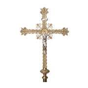 Brass Processional Crucifix Processional cross- no rays silver plated corpus