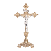 Brass Crucifix and Candlestick Altar Set