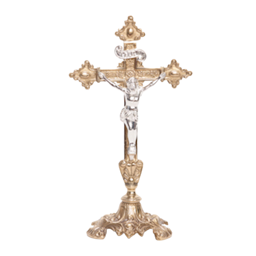 Brass Altar Crucifix with Silver Plated Corpus