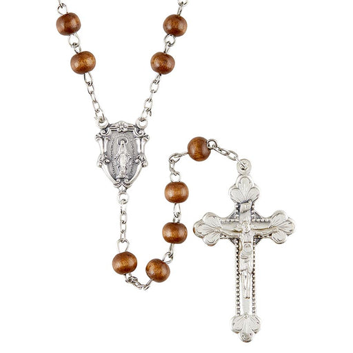 Brown Men's Rosary With Italian Miraculous Centerpiece