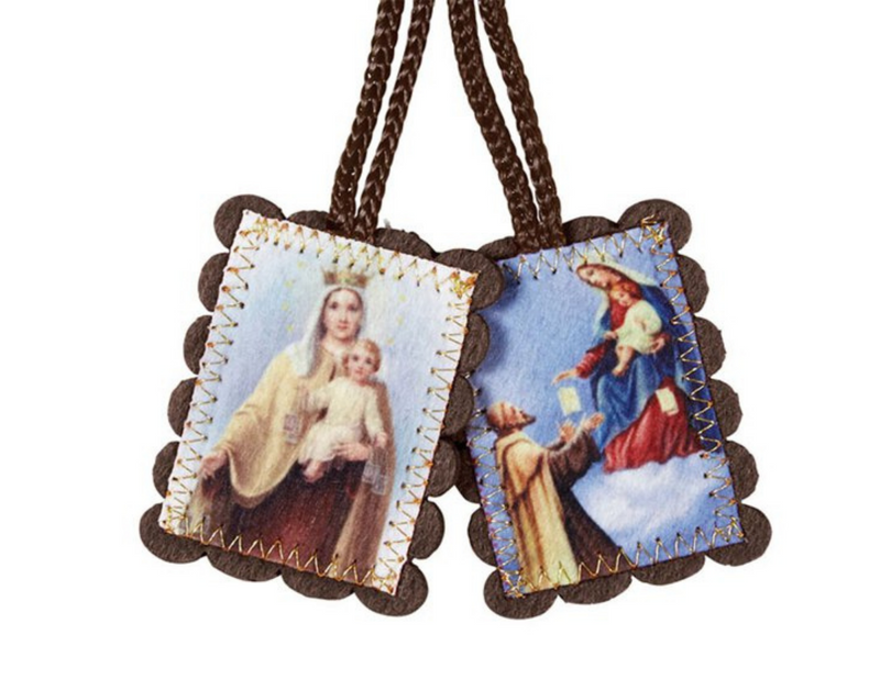2" H Large Brown Wool Scapular