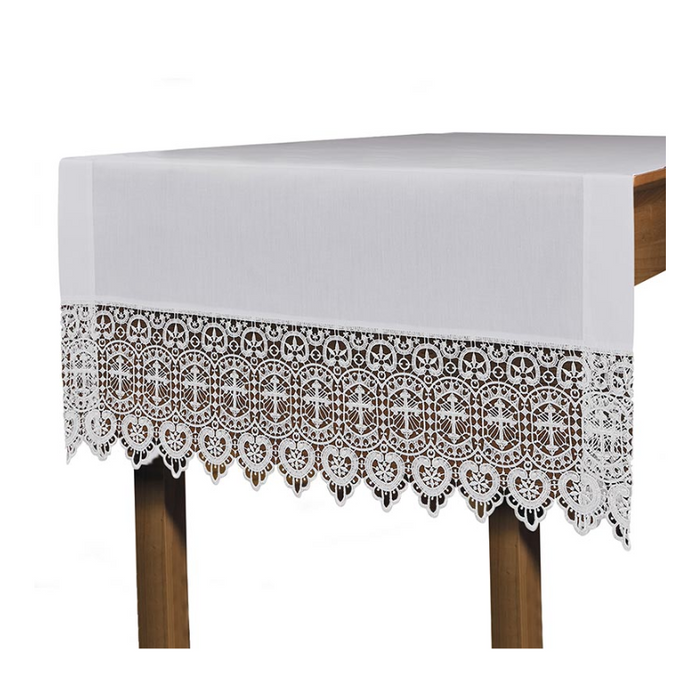 Budded Cross Poly Cotton Lace Altar Cloth