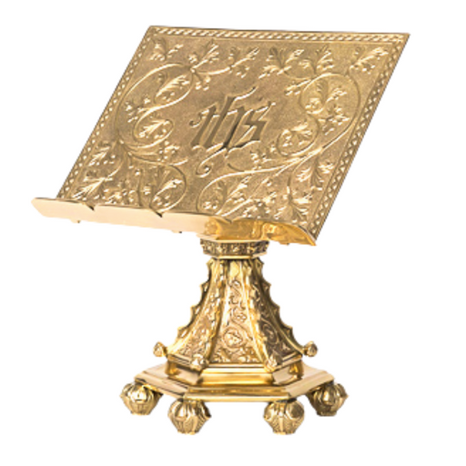 Cathedral Style Missal Bible Sacramentary Stand in Solid Brass Polished Brass and Lacquered Missal Stand- Adjustable height Book Rest.
