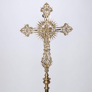 Cathedral Style Processional Crucifix in Solid Brass
